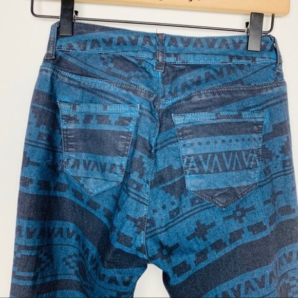 #5 TopShop Petite MOTO BLUE AZTEC PRINT SKINNY JEANS - Picture 4 of 5